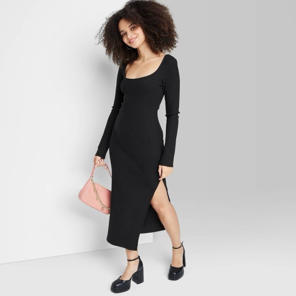 SOLD Wild Fable Long Sleeve Rib Knit Midi Dress